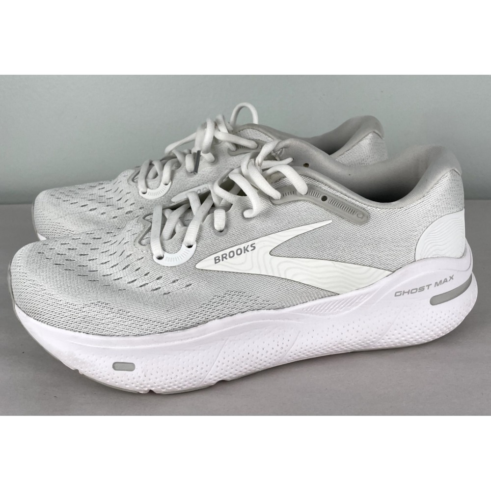 Brooks Shoes Womens 9.5 Wide Ghost Max Gray White Cushioned Running Workout Gym